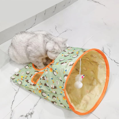 Exciting Cat Tunnel Bags for Indoor Fun - Foldable Crinkle Cat Toy with 3 Plush Balls and 5 Hide-and-Seek Holes for Kittens