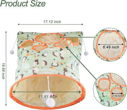Exciting Cat Tunnel Bags for Indoor Fun - Foldable Crinkle Cat Toy with 3 Plush Balls and 5 Hide-and-Seek Holes for Kittens