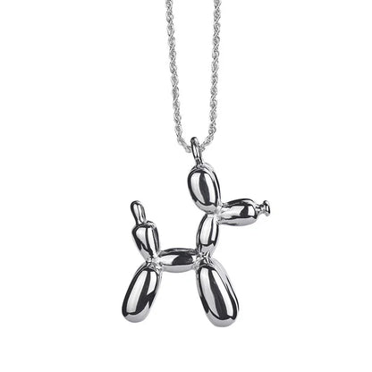 Charming Silver Animal Balloon Dog Necklace - Trendy Clavicle Chain for Ladies and Girls