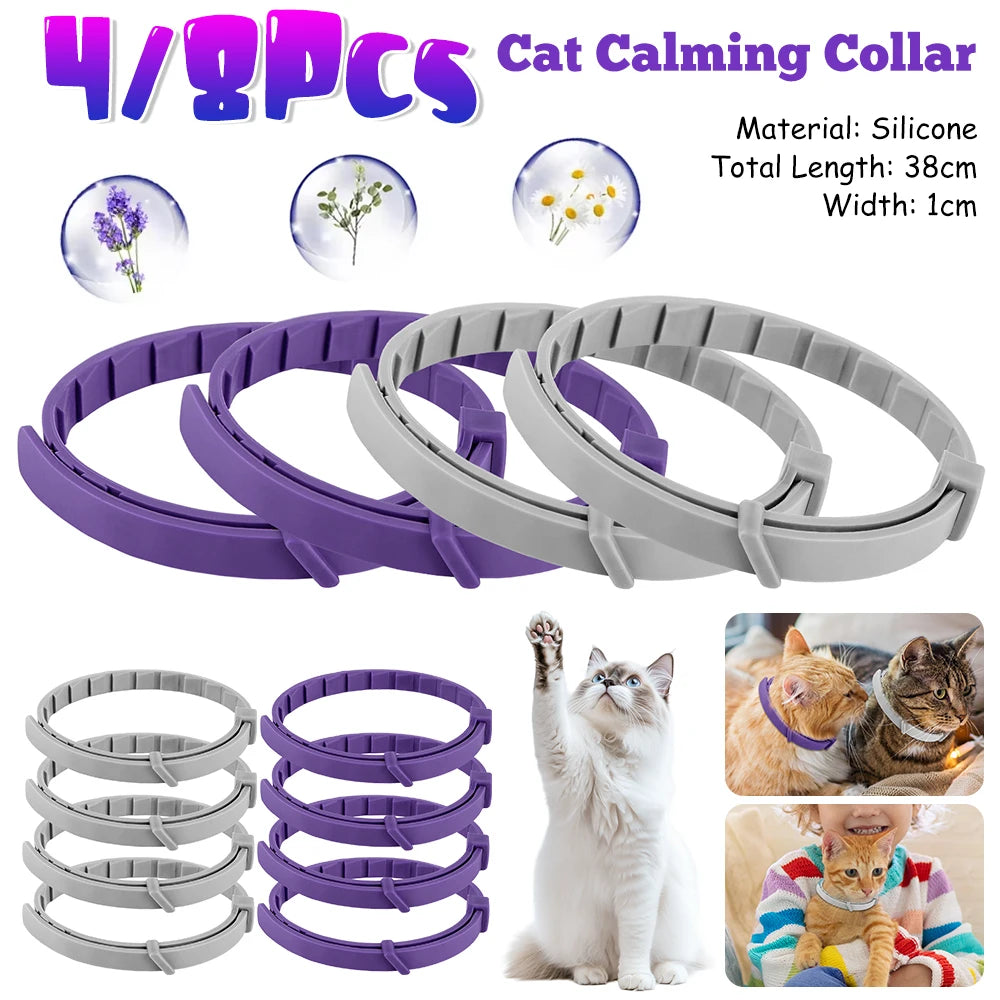 Adjustable Pet Calming Collar for Cats and Dogs - Natural Anxiety Relief with Pheromones for a Soothing Experience