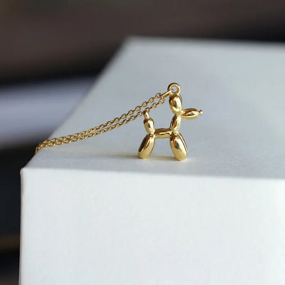 Charming Silver Animal Balloon Dog Necklace - Trendy Clavicle Chain for Ladies and Girls