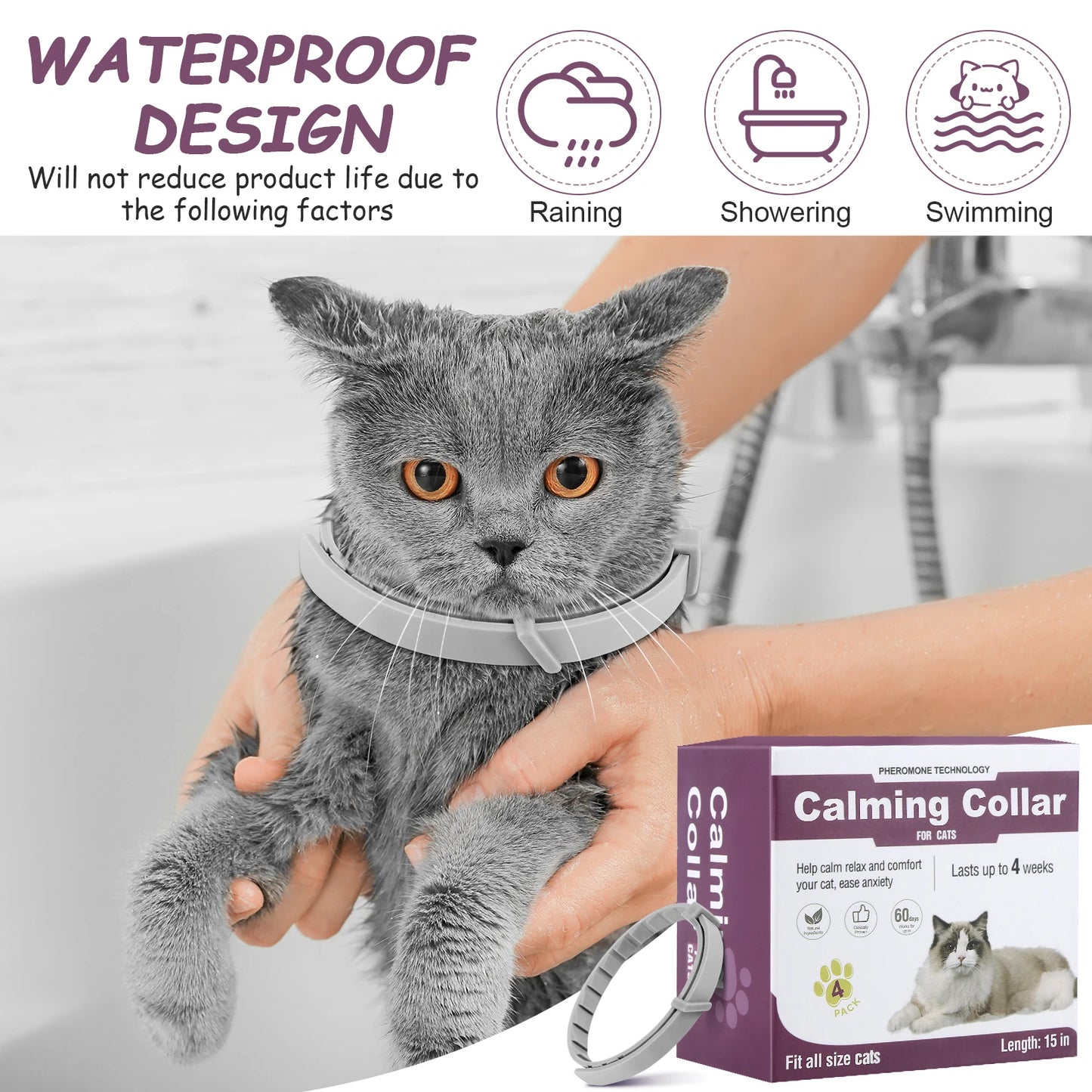 Adjustable Pet Calming Collar for Cats and Dogs - Natural Anxiety Relief with Pheromones for a Soothing Experience