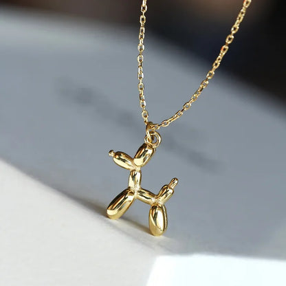 Charming Silver Animal Balloon Dog Necklace - Trendy Clavicle Chain for Ladies and Girls