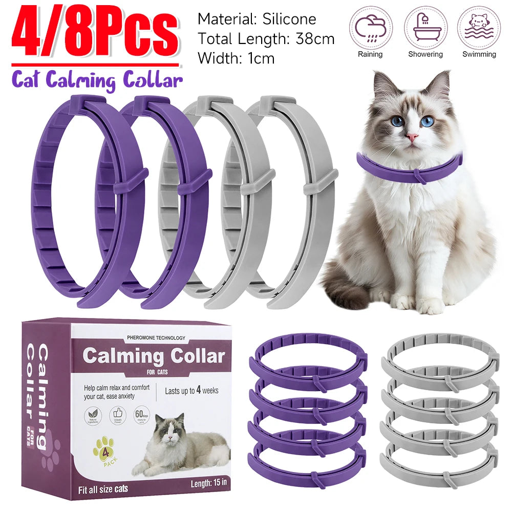 Adjustable Pet Calming Collar for Cats and Dogs - Natural Anxiety Relief with Pheromones for a Soothing Experience