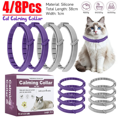 Adjustable Pet Calming Collar for Cats and Dogs - Natural Anxiety Relief with Pheromones for a Soothing Experience