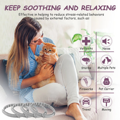 Adjustable Pet Calming Collar for Cats and Dogs - Natural Anxiety Relief with Pheromones for a Soothing Experience