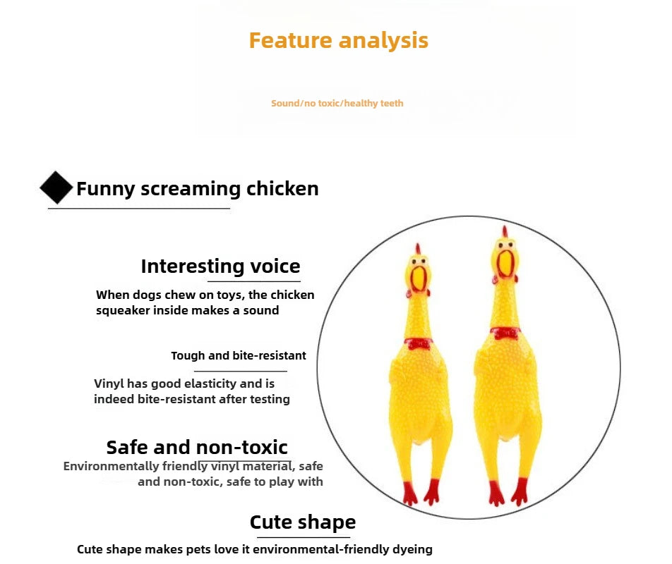 Squeaky Chicken Dog Toy - Fun Rubber Chew Toy for Small and Large Dogs
