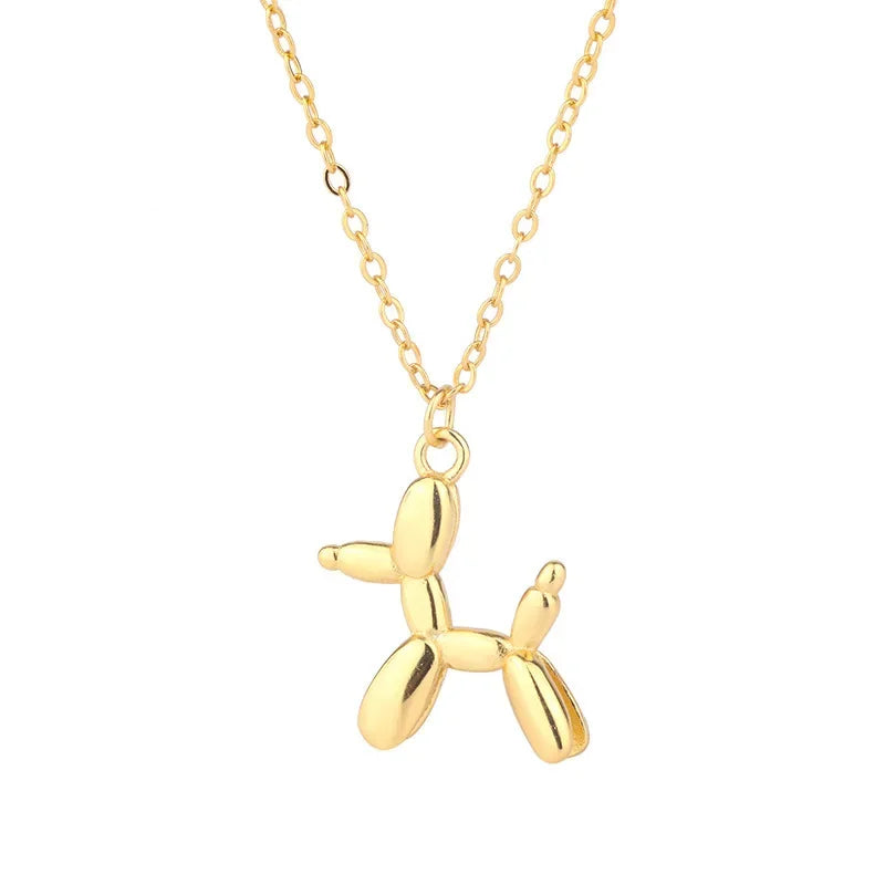 Charming Silver Animal Balloon Dog Necklace - Trendy Clavicle Chain for Ladies and Girls